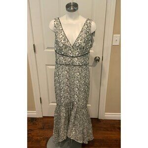 Monique Lhuillier White & Black Floral Mesh Formal Midi Dress, Size 12, NWT!